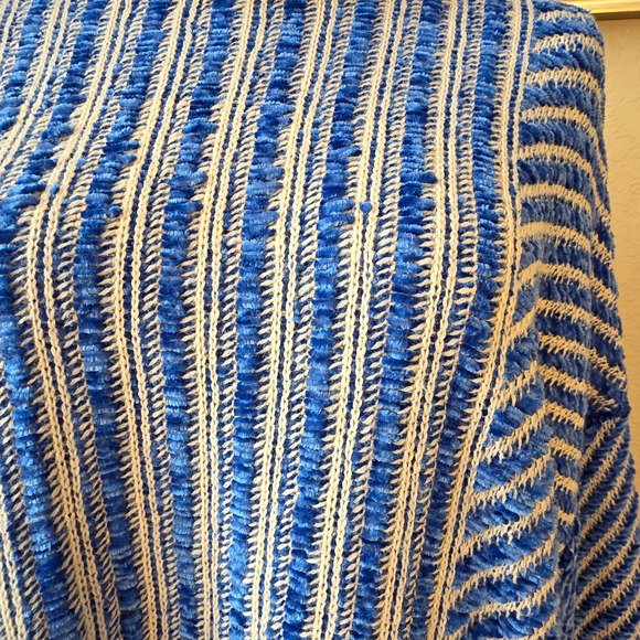 Charli Oversized Blue Chenille Stripe Turtleneck Sweater Womens Oversized Large‎ - Picture 2 of 7